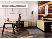 Bureau droit simple STEELY - L180 cm - Pieds carbone - Plateau imitation Érable - Neuf_2