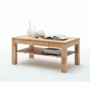 Table basse LUANDA 115 x 70 cm en hêtre massif huilé et ciré - 1 tiroir et étagère basse_2