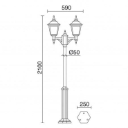 Lampadaire d'éclairage public 2 têtes - Clic-Clac 4 - IP44 - E27 - style rustique - verre transparent - hauteur totale 1910 mm - blanc_2