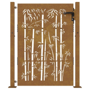 Vidaxl portail de jardin 105x155 cm acier corten design de bambou 153241_2