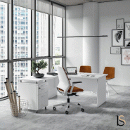 Bureau avec retour et caisson intégré Idea Pano - Quadrifoglio - 160, Blanc, 2 tiroirs_0