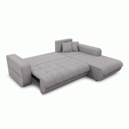 Canapé d'angle scandinave ZELI gris clair - Convertible avec méridienne à droite et coffre de rangement_2