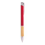 Stylo bille écologique en paille de blé - grip bambou - encre bleue - couleur rouge - 7,5g_2