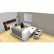 Bureau d'accueil angle Z2 avec accès bas sur le côté - Officity. - Gris clair, Droite, Blanc_2