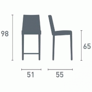 Chaise de bar HORN - Piétement hêtre laqué graphite - Assise tissu noir traité antitache et antibactérien - Fabrication italienne_2