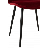 Chaise Helena Bordeaux - Métal laqué noir et tissu velours pour salle à manger_2