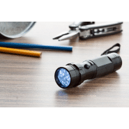Lampe torche en aluminium - 14 LED - 120 mm - avec boîte cadeau noire et piles AAA incluses_2