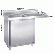 Plonge Inox 1 bac sur placard avec passage lave-vaisselle - P 600 - GGM - 1200 mm bac à gauche_2