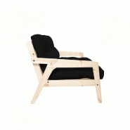 Canapé convertible futon GRAB - Pin naturel - Coloris noir - Couchage 130 x 190 cm - Style scandinave_2
