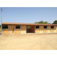 5 boxes et abri 3x3 Pro - BOX033 - LCI Cheval - parois bois Douglas 48mm, poteaux métal galvanisé_2