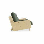 Canapé 3 places convertible INDIE - Style scandinave futon vert olive - Couchage 130x190 cm - Karup_2
