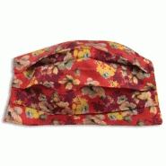 Masque lavable en soie imprimée fleurs - doublé coton - rouge - 2 couches - 3 plis - format 9x18 cm_2