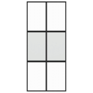 Vidaxl porte coulissante noir 90x205 cm verre trempé aluminium 155211_2