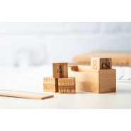 Calendrier perpétuel en bambou - 4 dés avec support - Couleur naturelle_2