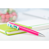 Stylo à bille twist en plastique - large clip personnalisable - encre bleue - couleur fuchsia_2