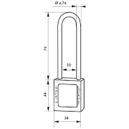 Cadenas de consignation loto lockout tagout 38 mm anse haute inox ø 4,76 orange
