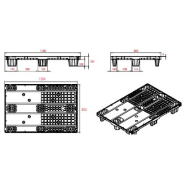 Palette de distribution en plastique 1200x800 mm - BL-1208DISPLAS - Plateau plein ou ajouré, 9 pieds emboîtables_2