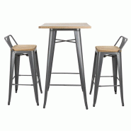 Mange-debout gris avec plateau en bois Bistro | Bolero - FB596_2