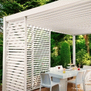 Panneau brise-vue latéral à ventelles 1 m - pour pergola bioclimatique Ombrea - couleur blanc_2