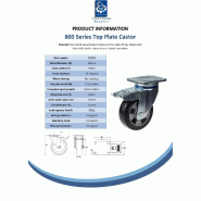 Roulette pivotante/frein de 152 mm en caoutchouc élastique noir sur roue centrale en aluminium_2