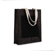 Sac shopping en toile de jute - poignée et poche en coton - Réf: KI0221 - Marque: Kimood_2