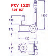 Cric hydropneumatique classique, 2 pistons 30t/15t - pasquin - pcv 1521_2