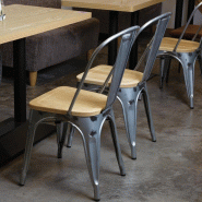 Chaises en acier avec assise en bois - Lot de 4 - GM642 | Bolero_2