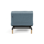 Fauteuil design Dublexo Stem convertible lit 90x115 cm - Pieds obus chêne naturel - Tissu soft indigo_2