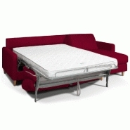 Canapé d'angle Nordic convertible express - Couchage quotidien 16cm - Tissu velours rouge_2