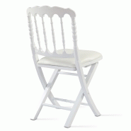 Lot de 2 chaises pliantes Napoléon III - Bois de hêtre vernis - Galette amovible - Usage intérieur/extérieur_2