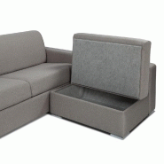 Canapé d'angle Sidney Compact Express - Sommier à lattes avec chauffeuse coffre - Tweed gris silex - Matelas 16 cm_2