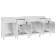 Vidaxl évier de cuisine commercial 240x60x96 cm acier inoxydable 3058272_2