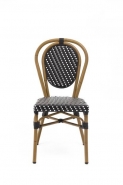 Chaise de terrasse Louvre - tressage noir et blanc - aluminium rotin - empilable et légère_2