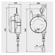 Équilibreur enrouleur 9354g-9359g - câble inox, corps aluminium et caoutchouc, capacité 4 à 25 kg_2