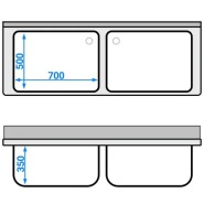 Plonge batterie 160x70cm sur meuble 2 cuves_2