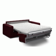 Canapé convertible 2-3 places Allure - Matelas mémoire 20 cm - Sommier à lattes 120 x 197 cm - Cuir vachette bordeaux_2