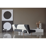 Innovation Living - Canapé lit design Unfurl convertible 200x120 cm - Tissu bouclé Black Raven & Off White_2