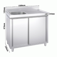 Plonge inox 1 bac et égouttoir sur placard - P 700 mm - 1000 mm bac à gauche_2