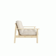 Canapé convertible futon UNWIND en pin naturel - ivoire - 130 x 190 cm - style scandinave_2