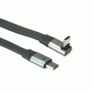 ROLINE Câble USB4 2.0 plat, C–C, M/M, un côté coudé à 270°, 8K UHD-2, 80Gbit/s, 240W, noir, 0,8 m_2