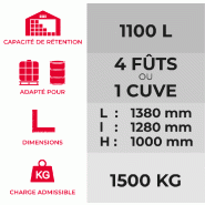 Bac de rétention PE ECO 1100 litres + Caillebotis - Caillebotis plastifié_2