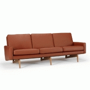 Canapé 3 places design scandinave EGSMARK - piétement en chêne verni - cuir cognac - dimensions L216 x H76 x P76 cm_2