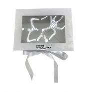 Boîte cadeau pliable avec fenêtre PVC gravée en relief - estampillage chaud - fermeture ruban - 20*15*6 cm_2