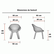 Chaise visiteurs Tilos pieds bois - Mobel linea - Bleu