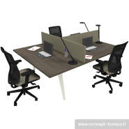 Poste de travail Dralet avec plateau mélaminé et obturateurs intégrés