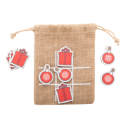 Jeu de morpions de Noël en contreplaqué de bouleau - avec boules de Noël, 10 jetons et pochette en jute_2