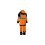 Complet de pluie haute visibilité - manteau + pantalon en polyester enduit PU avec bandes rétro-réfléchissantes_2