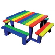 Table de pique-nique pour enfant - bois exotique FSC - écoles - structure acier - version maternelle et primaire_2