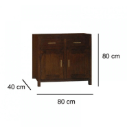 Buffet colonial Bali en acajou massif - 2 tiroirs et 2 portes - Design élégant_2