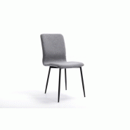 Lot de 2 chaises Sylvio - Tissu gris - Structure bois et métal - Design chic et confortable_2